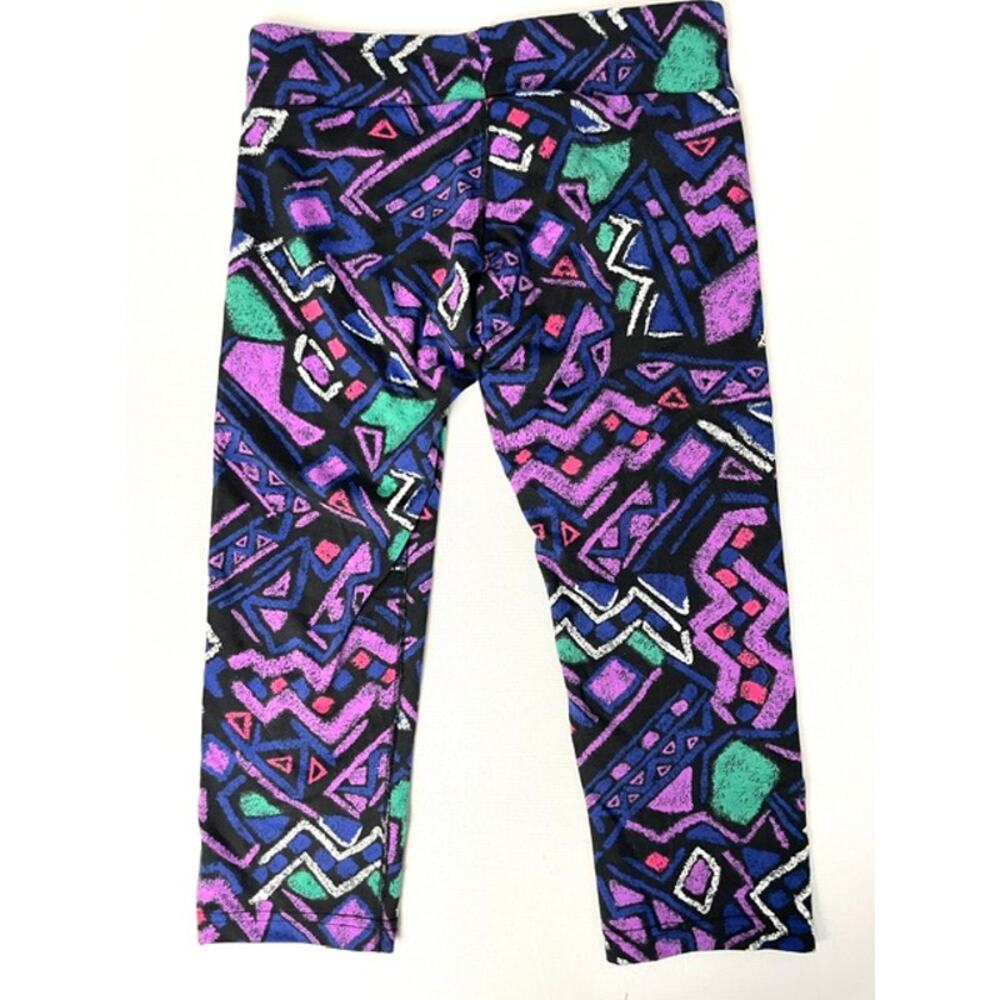 Zweet Sport Neon Geometric Cropped Yoga Leggings NWT Size S Retro Print